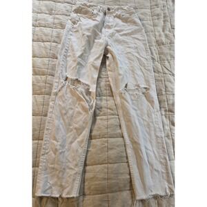 Zara jeans women's size 4 white ripped holes distressed
